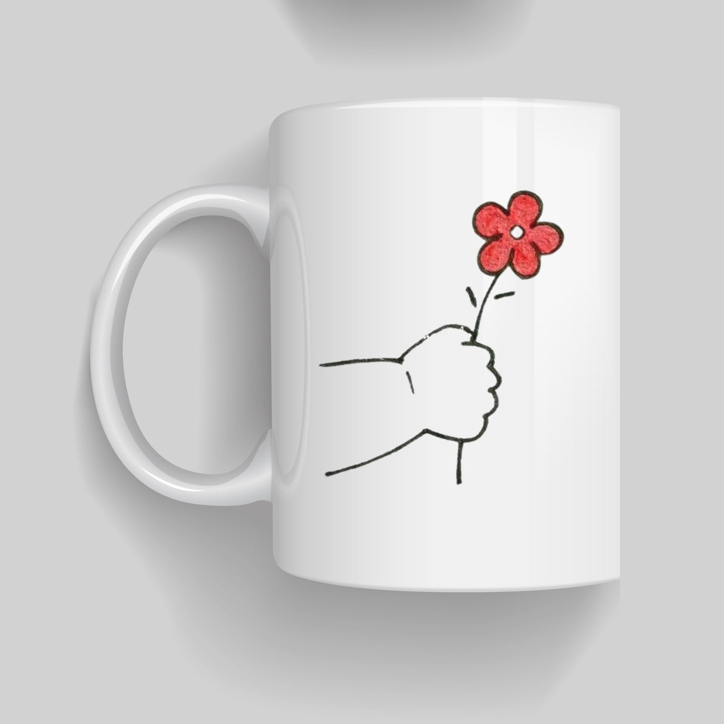 Cute Minimalist Flower & Girl Illustration Mug