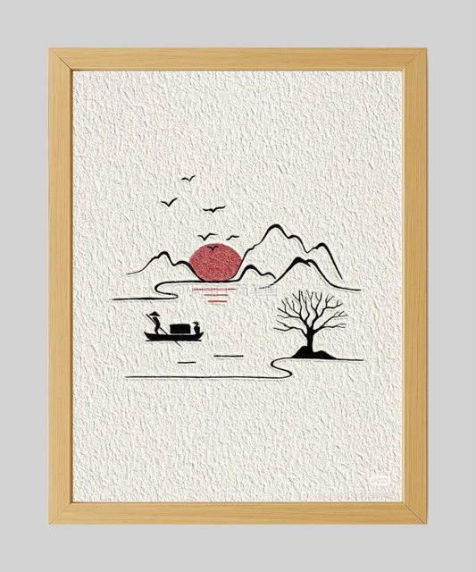 Minimalist Sunset Boat Wall Art