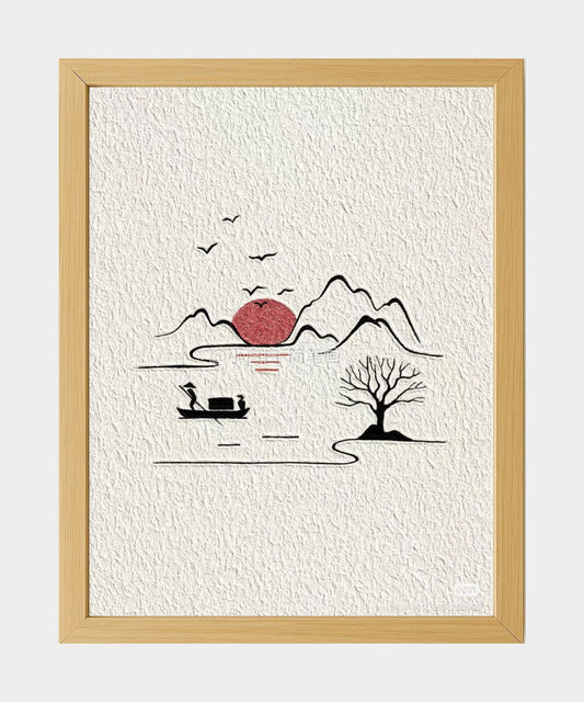 Minimalist Sunset Boat Wall Art