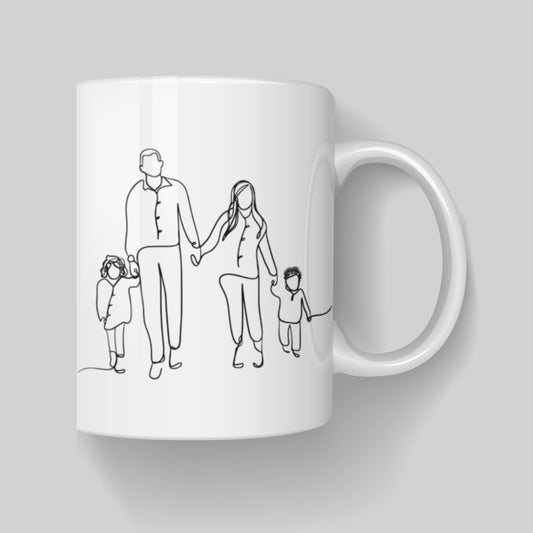 Minimalist Family Line Art Mug