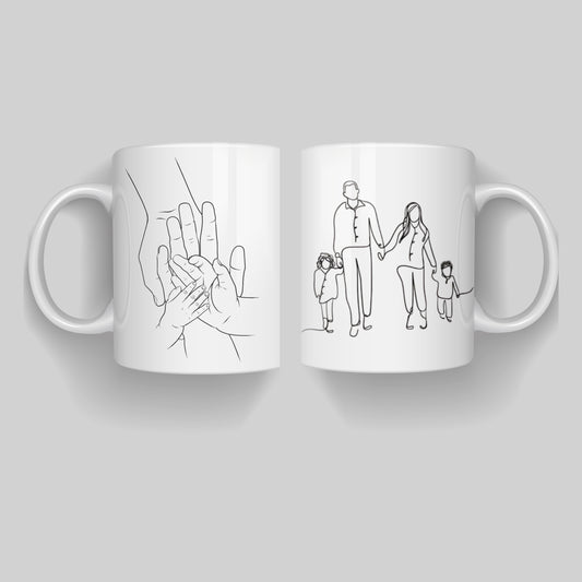 Minimalist Family Line Art Mug