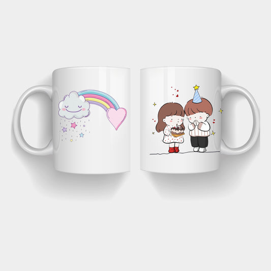 Cute Birthday Mug – Adorable Rainbow & Heart Design