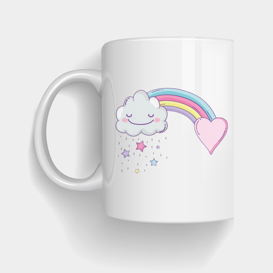 Cute Birthday Mug – Adorable Rainbow & Heart Design