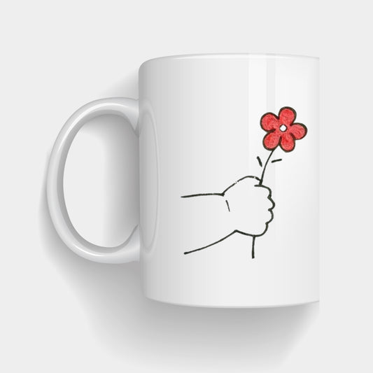 Cute Minimalist Flower & Girl Illustration Mug