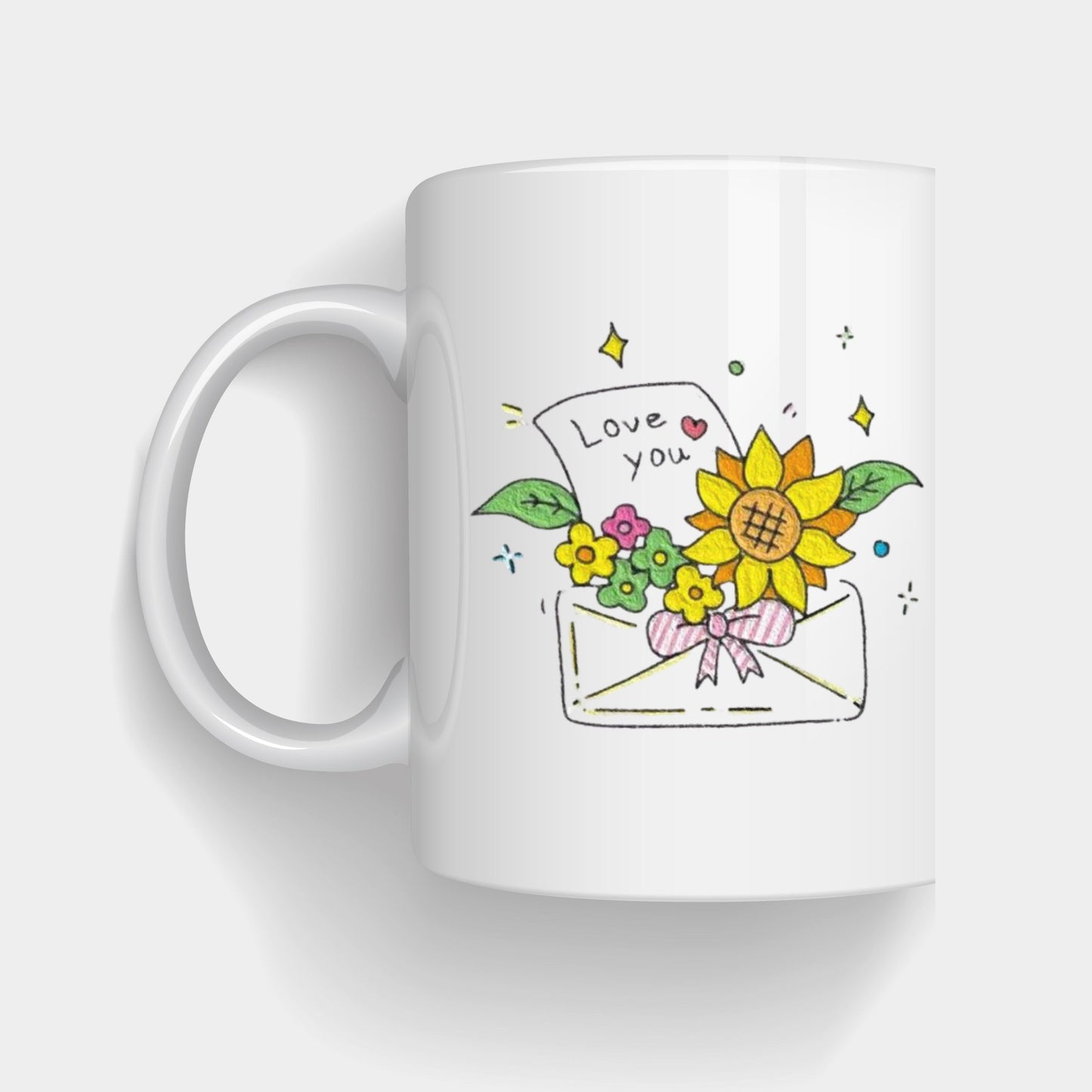 Cute Sunflower & Love Note Design Mug