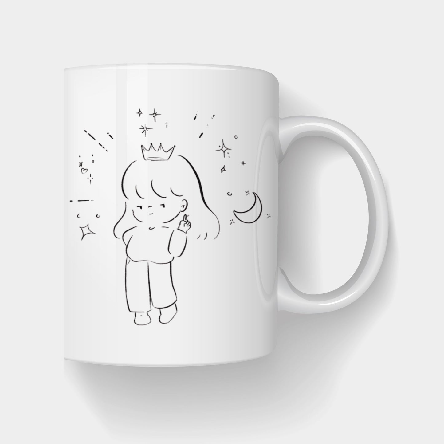 Cute Minimalist Flower & Girl Illustration Mug